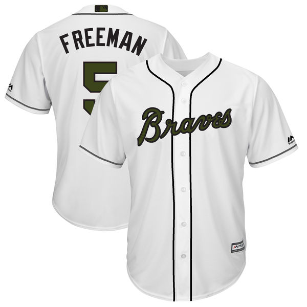 Men's Atlanta Braves #5 Freddie Freeman White 2018 Memorial Day Cool Base Stitched MLB Jersey